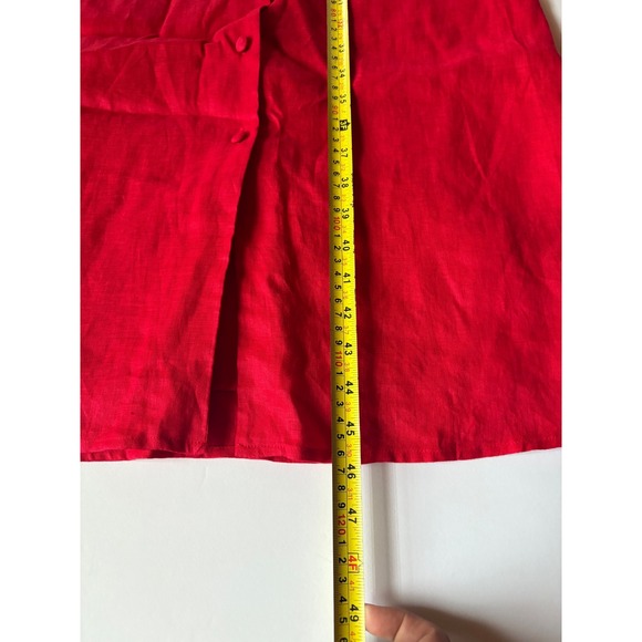 Charles Henry Red Linen Blend Midi Dress Size S NWT Sleeveless Tie Strap Pockets - Picture 9 of 10